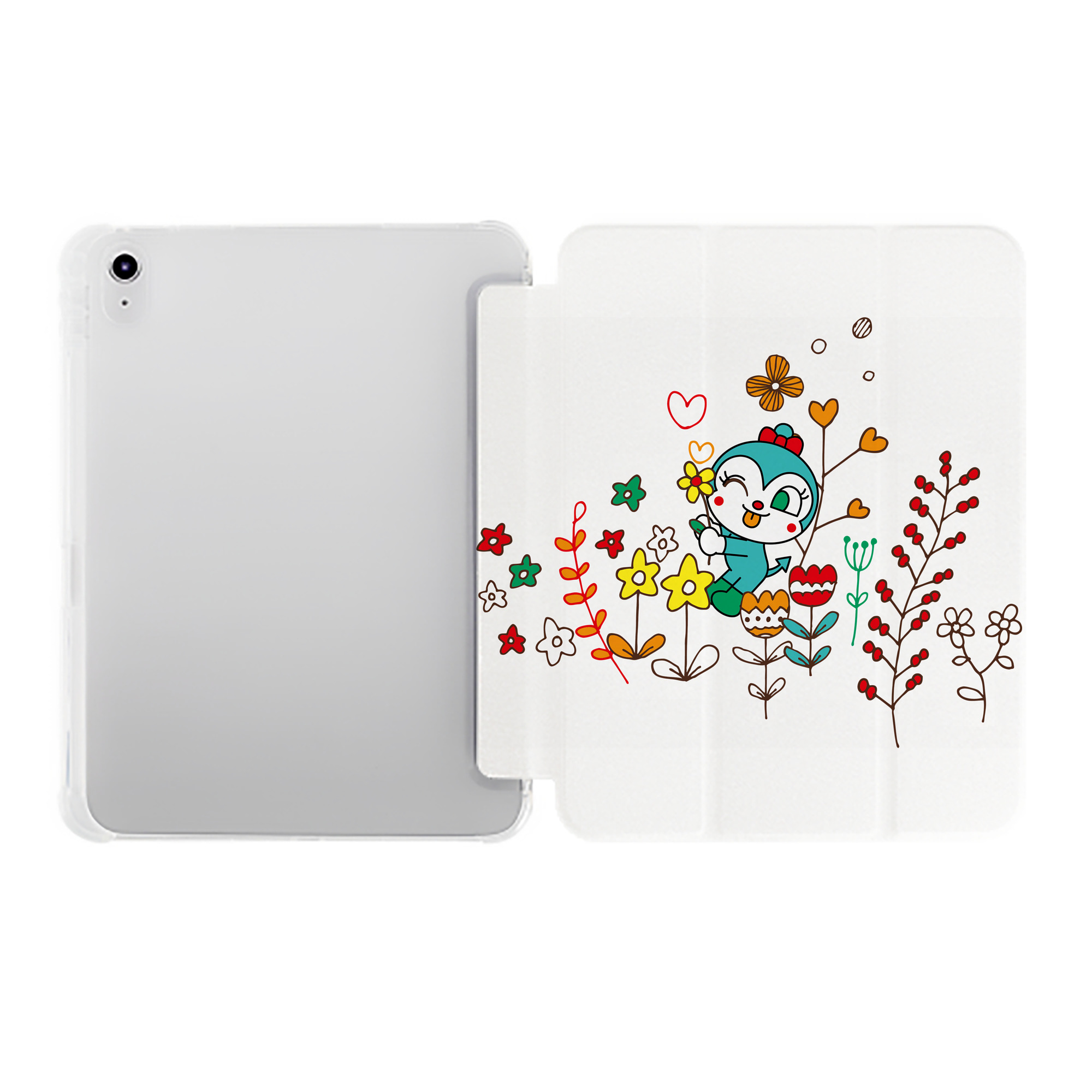 （画像用） アンパンマン Anpanman IPad ケース ペン収納付き 三つ折りスタンド PUレザー×シリコン 対応機種9.5/10.5/10.9インチ